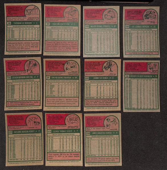 Lot of (460) Assorted 1975 Topps Baseball Cards w. Thurman Munson & Carlton Fisk