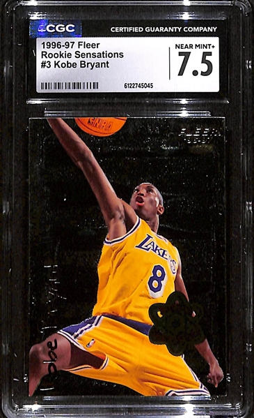 1996-97 Fleer Kobe Bryant Rookie Sensations Rookie Card #3 Graded CGC 7.5