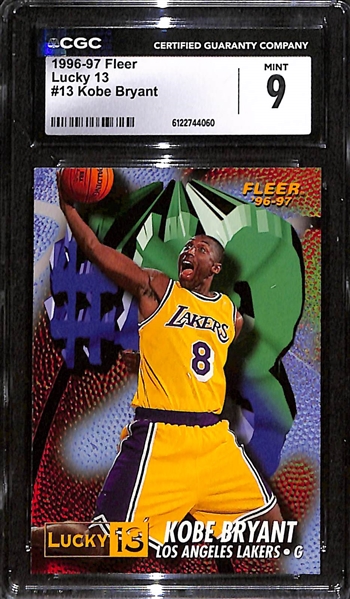 1996-97 Fleer Kobe Bryant Lucky 13 Rookie Card #13 Graded CGC 9
