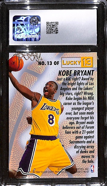 1996-97 Fleer Kobe Bryant Lucky 13 Rookie Card #13 Graded CGC 9