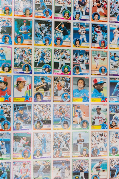 Lot of (3) Uncut 1983 Topps Sheets w. Gwynn & Boggs Rookie Cards & (1) Uncut 1983 Topps Leader Card Sheet of (6) 9-Card Sets