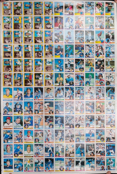 Lot of (3) Uncut 1983 Topps Sheets w. Gwynn & Boggs Rookie Cards & (1) Uncut 1983 Topps Leader Card Sheet of (6) 9-Card Sets