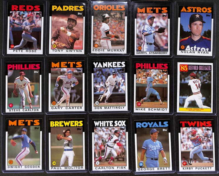 Lot of (4) Topps Baseball Complete Sets w. 1983, (2) 1985, 1986 w. 1983 Ryne Sandberg RC PSA 8