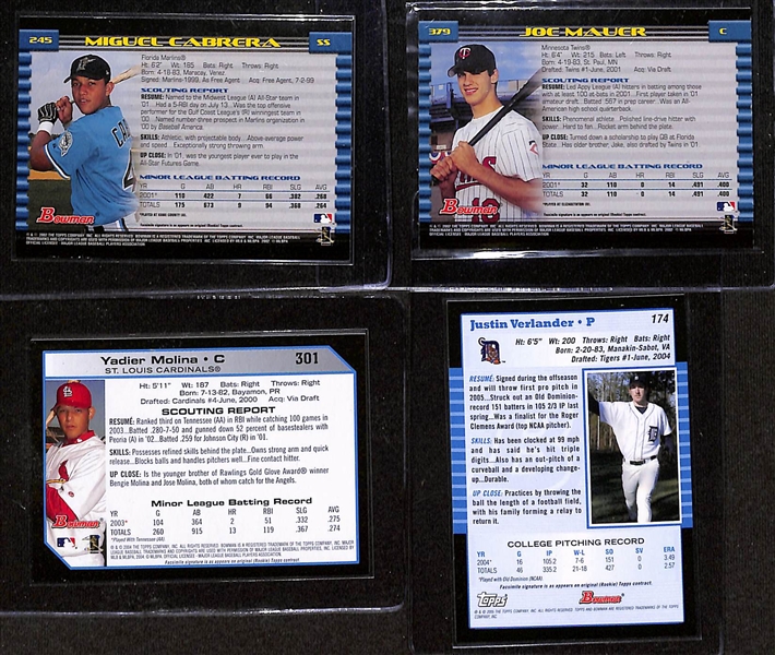 2002 Bowman, 2004, & 2005 Bowman Baseball Complete Sets w. 2002 Miguel Cabrera, 2002 Joe Mauer, 2004 Yadier Molina, 2005 Justin Verlander