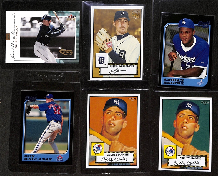 Collection of Baseball Card Sets (c. 1997-2006) w. Ichiro, Verlander, Beltre, & Halladay Rookie Cards & (5) Variations of 2006 Topps Mickey Mantle Reprint Cards
