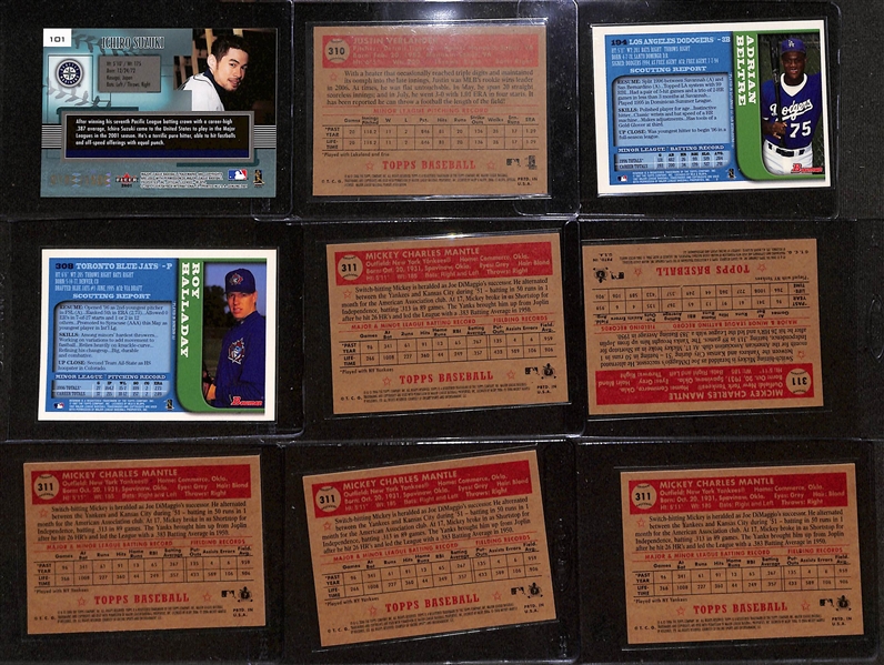 Collection of Baseball Card Sets (c. 1997-2006) w. Ichiro, Verlander, Beltre, & Halladay Rookie Cards & (5) Variations of 2006 Topps Mickey Mantle Reprint Cards