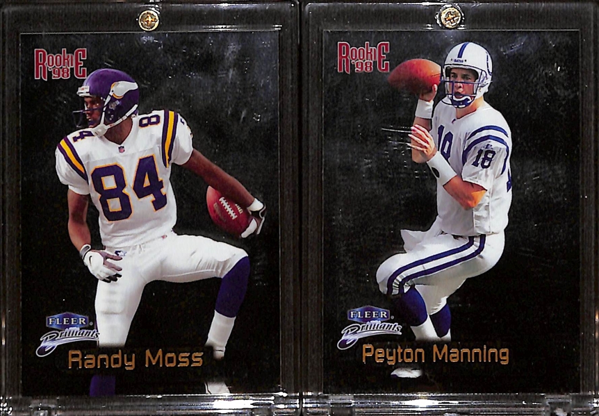 (18) Football Rookie Cards w. (5) Peyton Manning Rookies & (9) Randy Moss Rookies