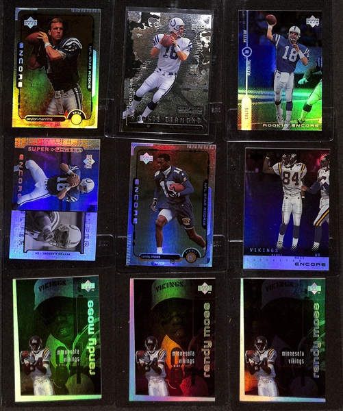 (18) Football Rookie Cards w. (5) Peyton Manning Rookies & (9) Randy Moss Rookies