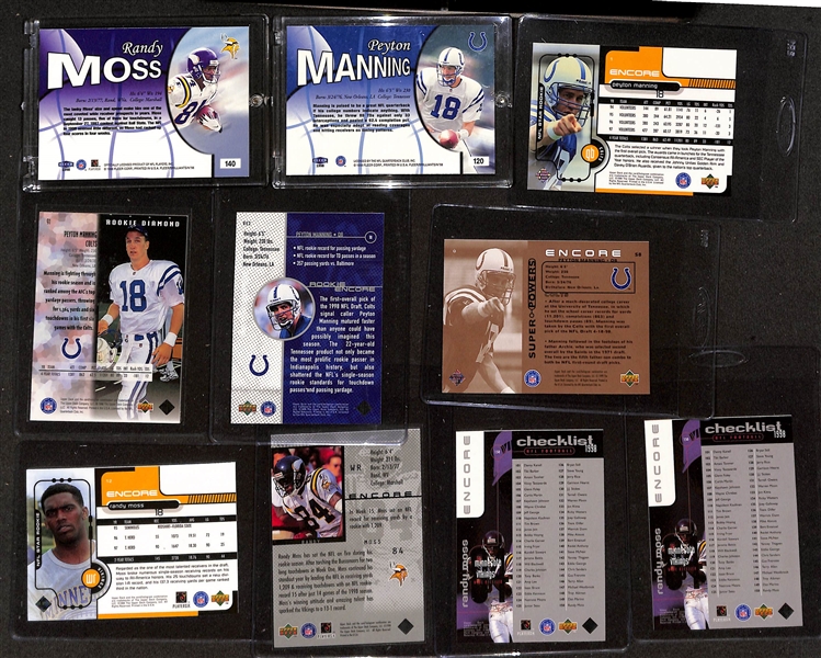 (18) Football Rookie Cards w. (5) Peyton Manning Rookies & (9) Randy Moss Rookies