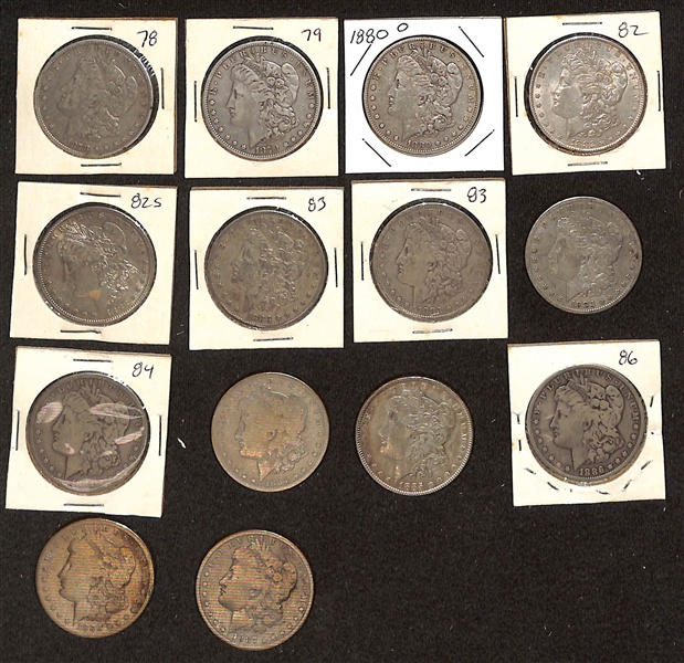 Lot of (14) 1878-1887 Morgan Silver Dollars