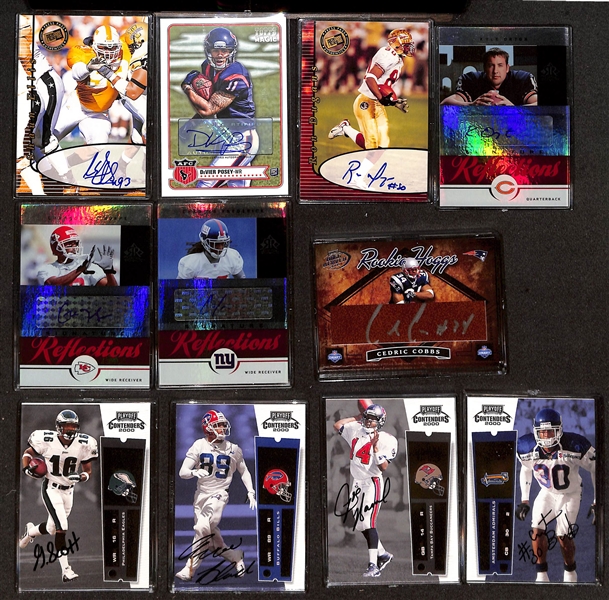 (26) Football Autograph Cards w. Fred Taylor, Frank Gore, Corey Dillon, Sean Lee, Kordell Stewart, +