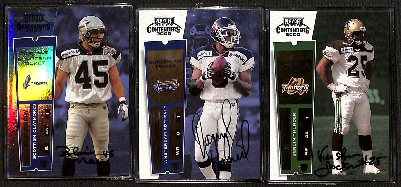 (26) Football Autograph Cards w. Fred Taylor, Frank Gore, Corey Dillon, Sean Lee, Kordell Stewart, +