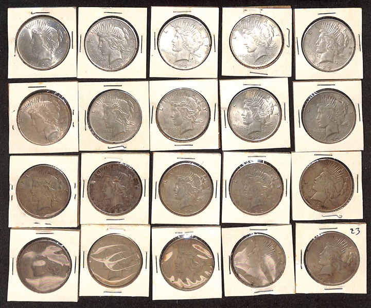 Lot of (19) 1922 Peace Silver Dollars & (1) 1923 Peace Silver Dollar