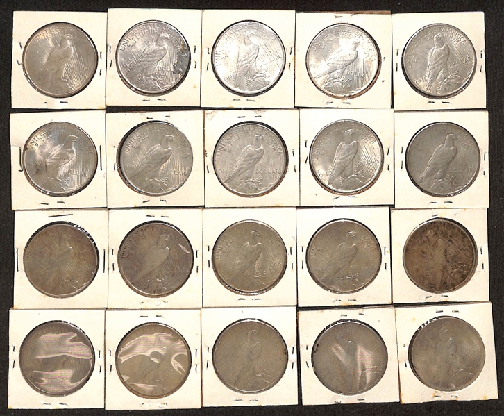 Lot of (19) 1922 Peace Silver Dollars & (1) 1923 Peace Silver Dollar