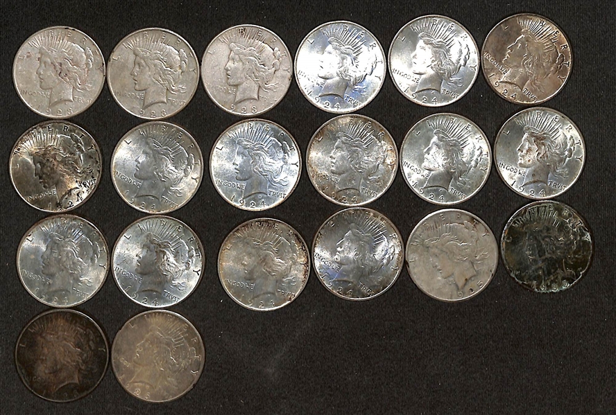 Lot of (20) 1923-1926 Peace Silver Dollars