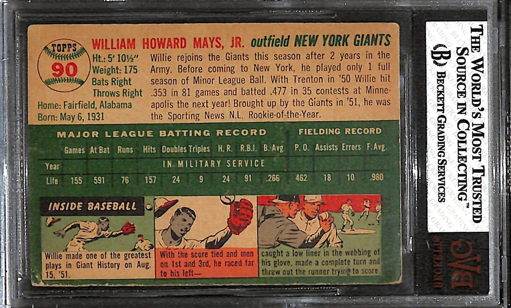 1954 Topps #90 Willie Mays BVG 3.5