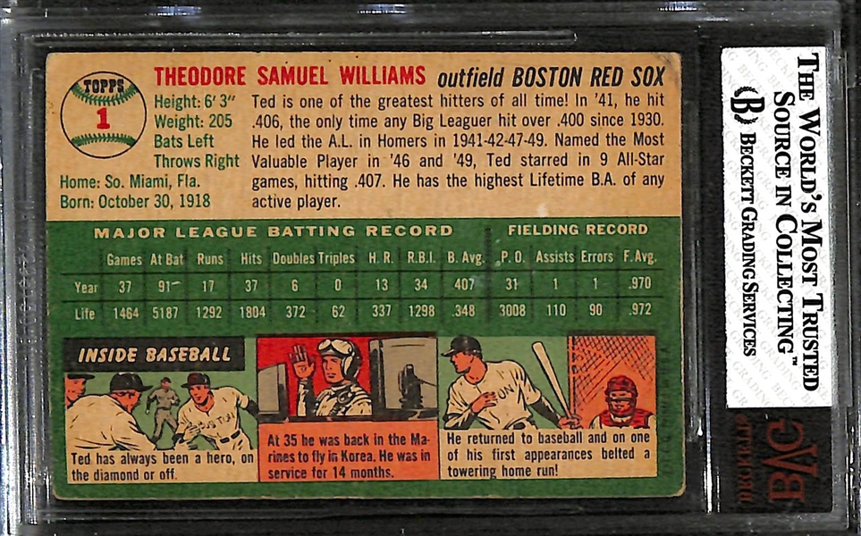 1954 Topps #1 Ted Williams BVG 3