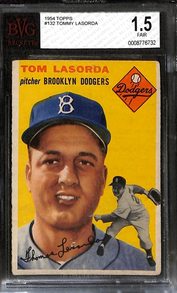 1954 Topps #50 Yogi Berra BVG 5 & 1954 Topps #132 Tommy Lasorda BVG 1.5
