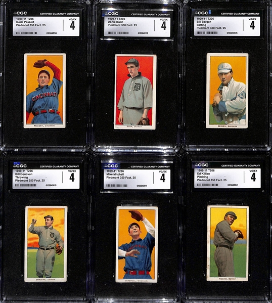 (11) CGC Graded 1909-11 T206 Tobacco Cards (Each Graded 4.0) - Paskert, D. Bush, Bergen, B. Donovan, Mitchell, Killian, Knabe, Barry, Perring, Liebhardt, Hunter