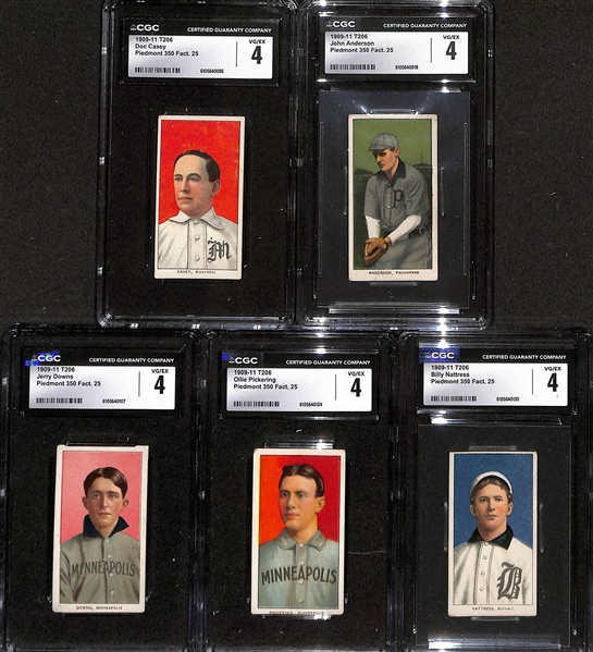 (9) CGC Graded 1909-11 T206 Minor League Cards (Each Graded CGC 4.0) - B. Hart, Schlafly, Brain, Rudolph, Casey, Anderson, Downs, Pickering, Nattress