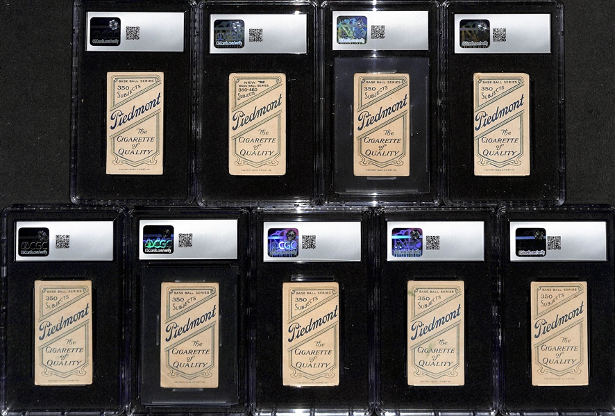 (9) CGC Graded 1909-11 T206 Cards - Rhoades (2.5), Gandil (1.5), Arellanes (2.0), L. Tannehill (2.5), Unglaub (2.5), Quinn (1.5), D. Miller (2.0), Abstein (2.0), Moran (2.0)
