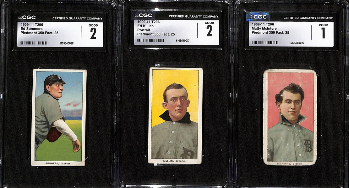 (10) CGC Graded 1909-11 T206 Cards - Krause (2.0), D. Jones (2.0), Powell (2.0), Summers (2.0), Killian (2.0), McIntyre (1.0), Hartsel (2.0), Warhop (2.0), Quinn (2.0), Milan (1.5)