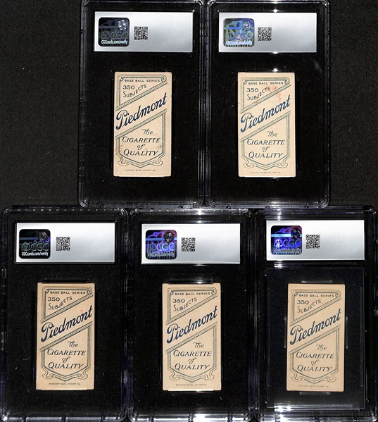 (5) CGC Graded 1909-11 T206 Baseball Cards (Each Graded CGC 4.5) - Perring, McElveen, Strang, Unglaub, Bescher (All Piedmont 350 Series, Made in Factory 25) 