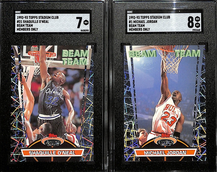 1992-93 Topps Stadium Club Beam Team Members Only Complete 21-Card Set w. Michael Jordan (SGC 8) & Shaquille O'Neal Rookie (SGC 7)