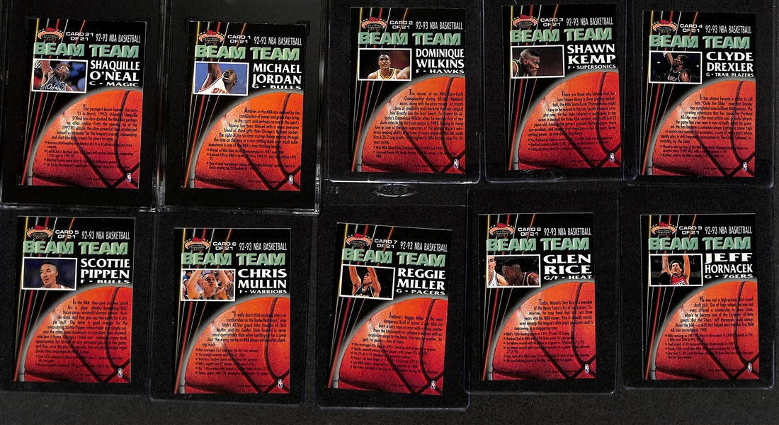 1992-93 Topps Stadium Club Beam Team Members Only Complete 21-Card Set w. Michael Jordan (SGC 8) & Shaquille O'Neal Rookie (SGC 7)