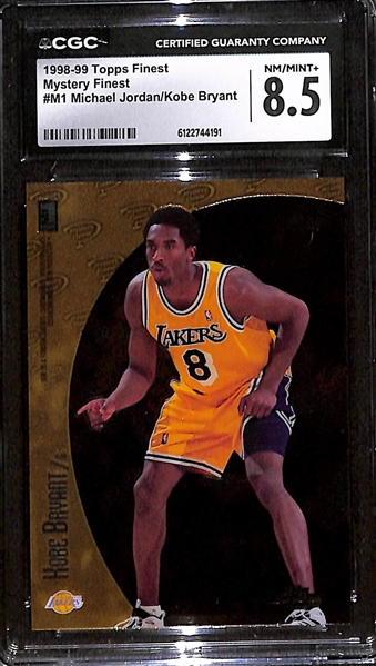 1998-99 Topps Finest Mystery Finest Michael Jordan & Kobe Bryant #M1 Graded CGC 8.5