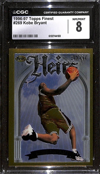1996-97 Topps Finest Heirs Kobe Bryant Rookie Card #269 Graded CGC 8