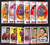 Lot of (6) 1969 Topps Basketball Cards w. Chamberlain & (6) 1969 Topps Hockey w. Phil Esposito