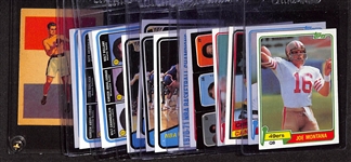 1956-1984 Mixed Sport Lot of (16) Cards w. 1981 Topps Joe Montana Rookie Card