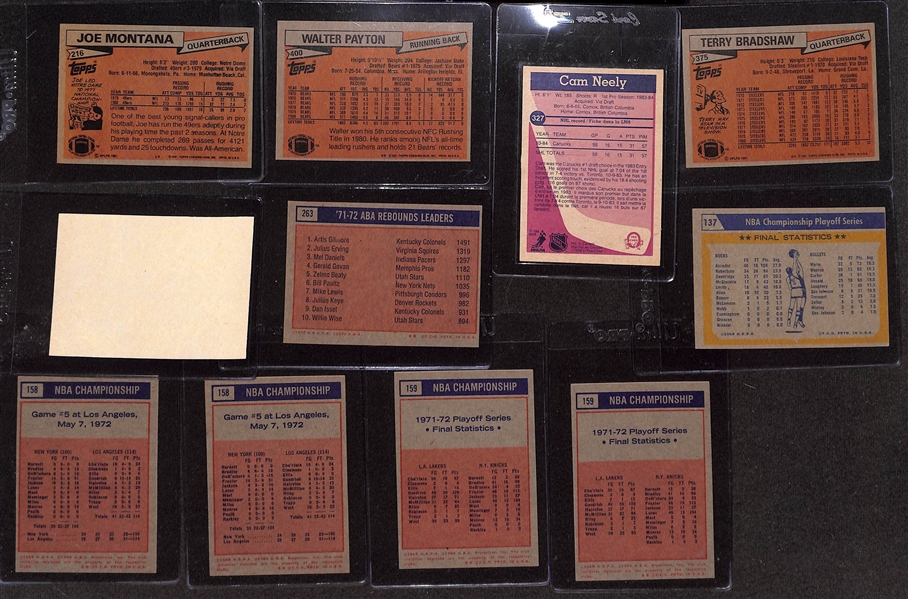 1956-1984 Mixed Sport Lot of (16) Cards w. 1981 Topps Joe Montana Rookie Card