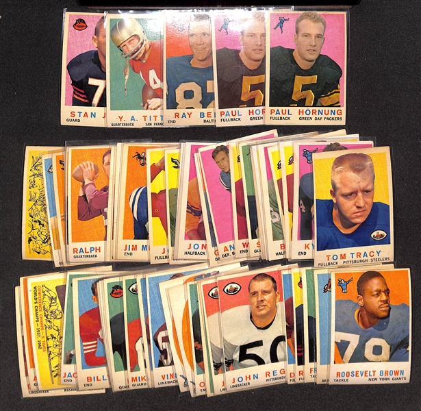  Lot of (50) 1959 Topps Football Cards w. (2) Paul Hornung Cards