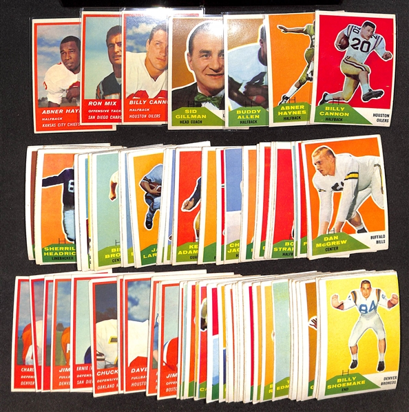 Lot of (88) 1960 Different Fleer Football & (24) Different 1963 Fleer Football Cards w. Billy Cannon
