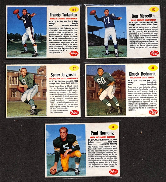  Lot of (60) Different 1962 Post Football Cards w. Fran Tarkenton Rookie Card