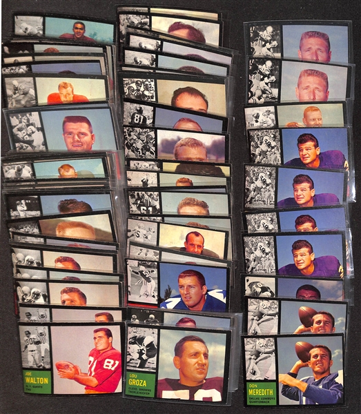  Lot of (65) 1962 Topps Football Cards w. (2) Don Meredith