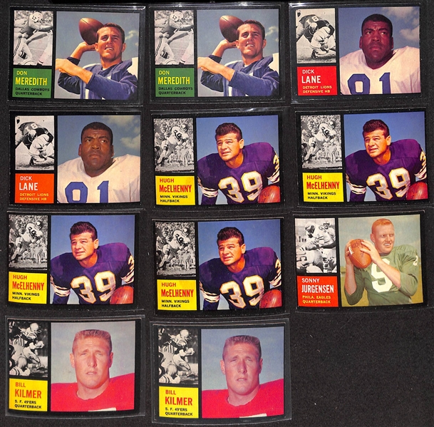  Lot of (65) 1962 Topps Football Cards w. (2) Don Meredith