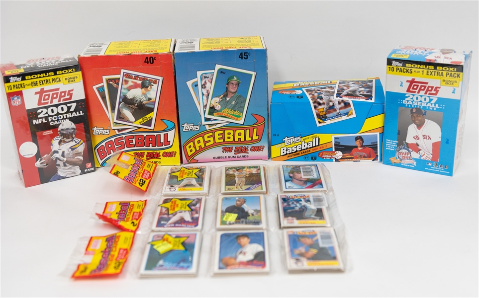 Lot of (5) Topps Wax Boxes - 1989 Baseball, 1988 Baseball, 1993 Baseball, 2007 Football Blaster, 2007 Series 2 Baseball Blaster, (2) 1989 Jumbo Packs, 1988 Jumbo Pack