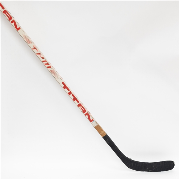 Mike Bossy New York Islanders Associated Used Titan Model M. Boss 22 Hockey Stick  (Shows Practice or Game Use)