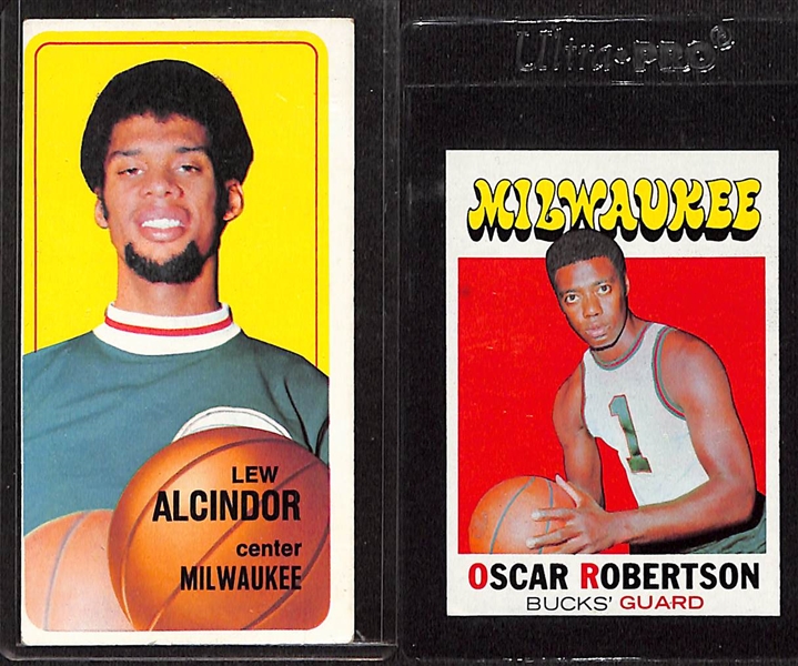 1970 Topps Lew Alcindor #75 & 1971 Topps Oscar Robertson #1