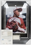 Satchel Paige Signed 3"x5" Index Card with a Framed Photo Display - JSA LOA
