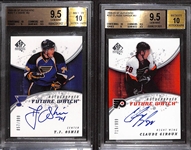 (2) BGS Graded 9.5/10 Auto Autographed Hockey Cards w. TJ Oshie & Claude Giroux #/199
