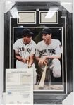 Ted Williams & Joe DiMaggio Photo Display with Signed 3"x5" Index Cards of Each Hall of Famer - Full JSA LOA for Each