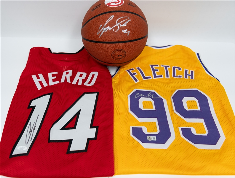 Signed Basketball Memorabilia Lot w. Dominique Wilkins Signed Basketball (JSA Auction Letter)