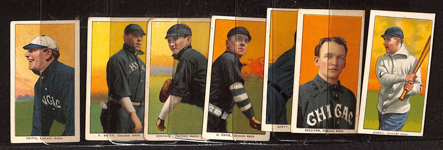 Lot of (7) T206 Chicago White Sox Cards w. Chick Gandil Rookie Card