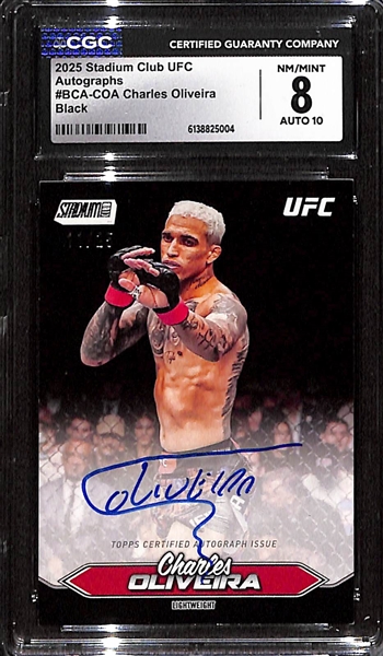 2025 Topps Stadium Club UFC Charles Oliveira Black Autograph #11/25 CGC 8