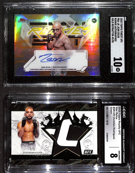 (2) Graded Serial #d 2025 Topps UFC Cards w. Jean Silva Rookie Auto #/50 SGC 10 & Christian Rodriguez Relic #/5 CGC 8