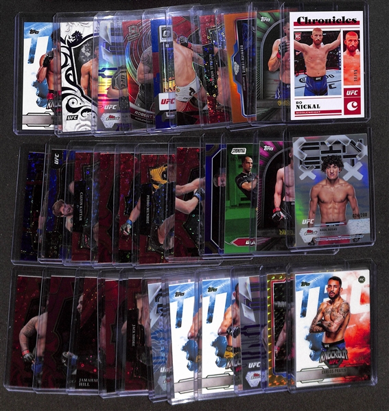 Lot of (32) Serial #d UFC Cards w. 2023 Bo Nickal Rookie Card #/99